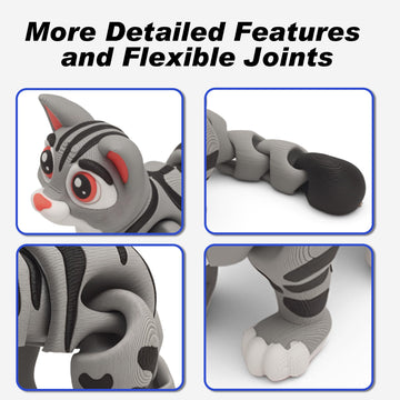 Yipintang 3D printed gray cat, lightweight and compact for small shelves.
