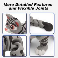 Yipintang 3D printed gray cat, lightweight and compact for small shelves.