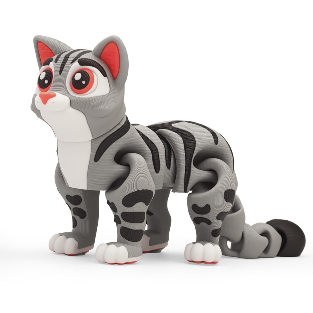 Yipintang gray cat 3D figurine with tilted pose, adds warmth to your desk.