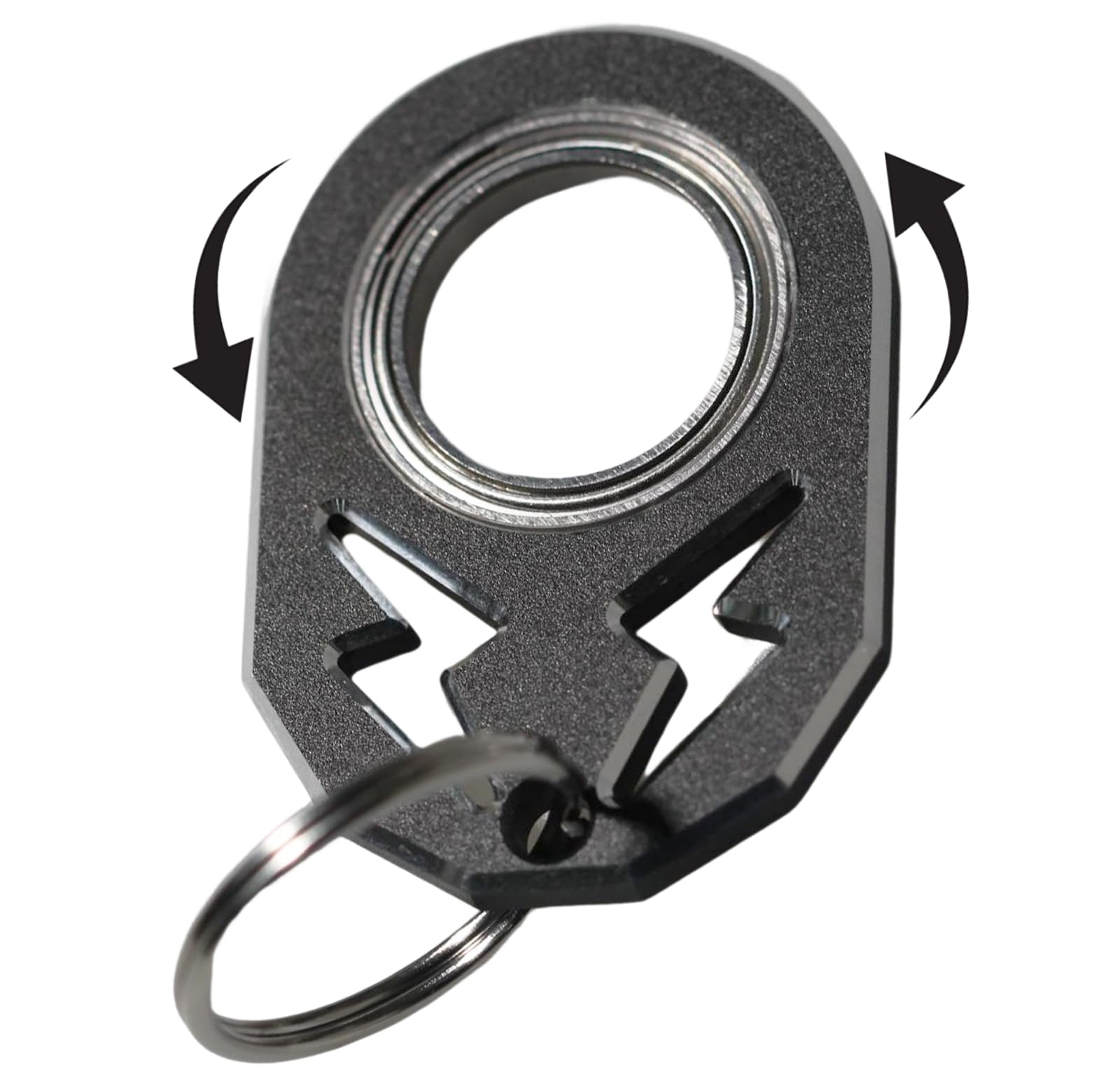YIPUKIYI keychain spinner front view in black showing compact design for easy carry and focus