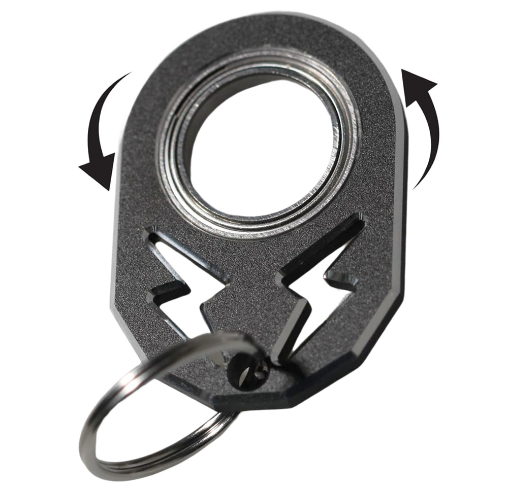 YIPUKIYI keychain spinner front view in black showing compact design for easy carry and focus