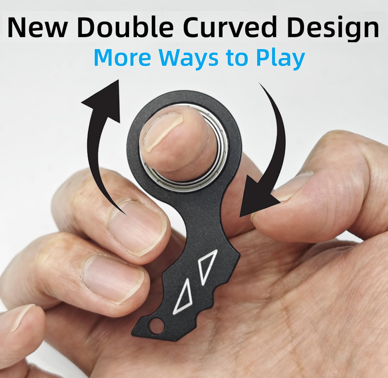 YIPUKIYI New Black Keychain Spinner in hand shows portable focus aid