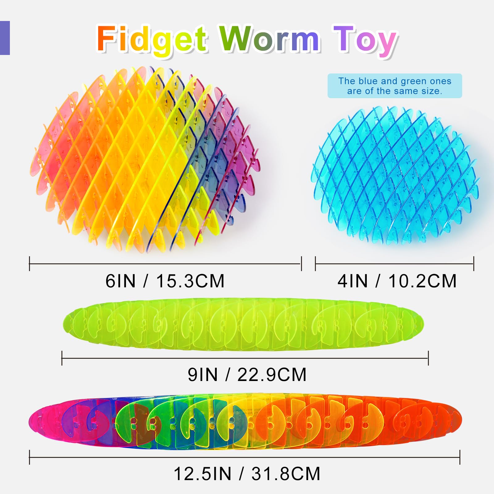 Yisryerow Fidget Worm Rainbow: classroom-friendly toy boosting fine motor skills.