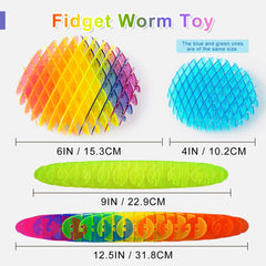 Yisryerow Fidget Worm Rainbow: classroom-friendly toy boosting fine motor skills.