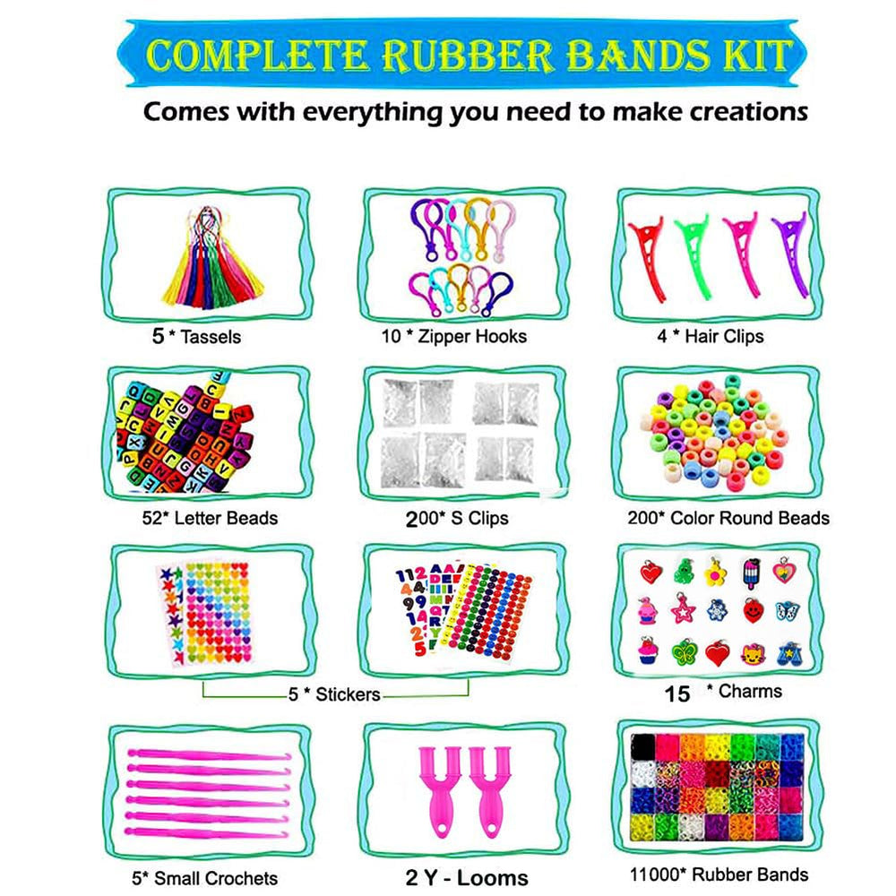 YITOHOP loom bands kit colorful bands arranged for easy selection and design variety.