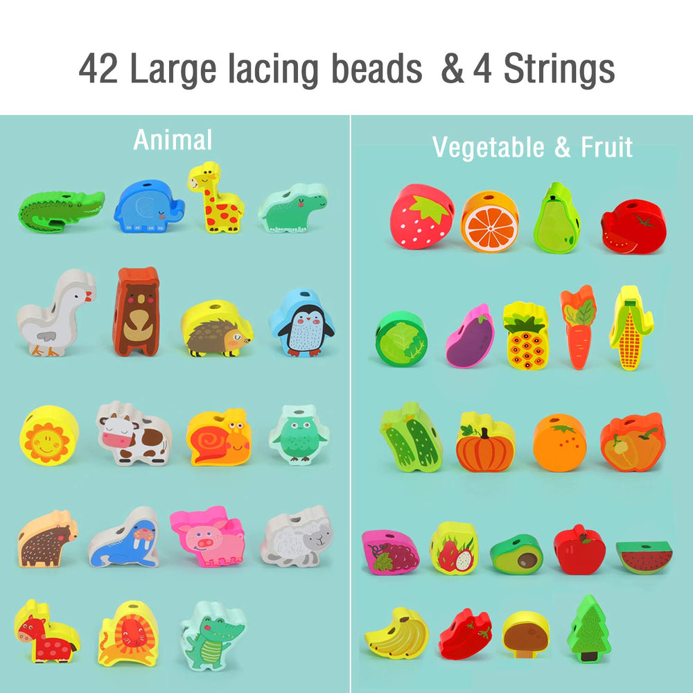 YiTTOO beads set with fruits and vegetables for color recognition and counting play