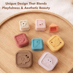 YIVEKO cups in a bath scene with soft colors for water play
