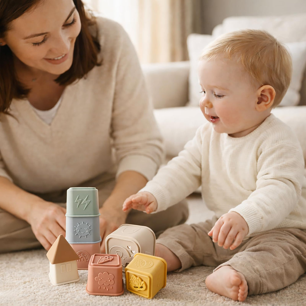 YIVEKO soft vintage neutral colors on silicone cups for calming play