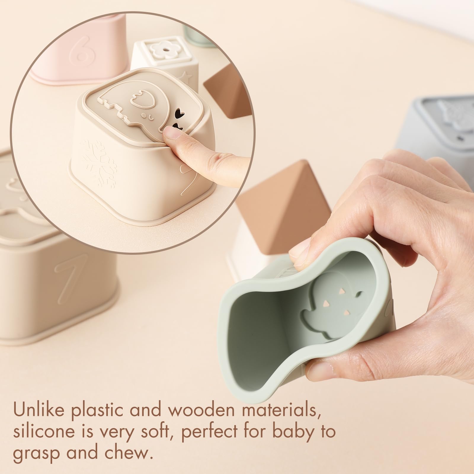 YIVEKO cups with triangular top and square rings for stacking variety