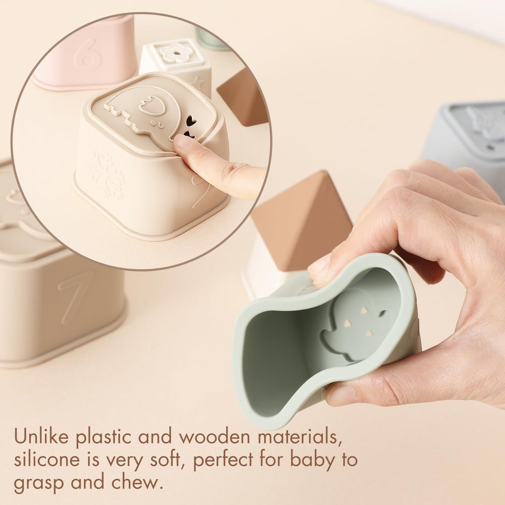 YIVEKO cups with triangular top and square rings for stacking variety