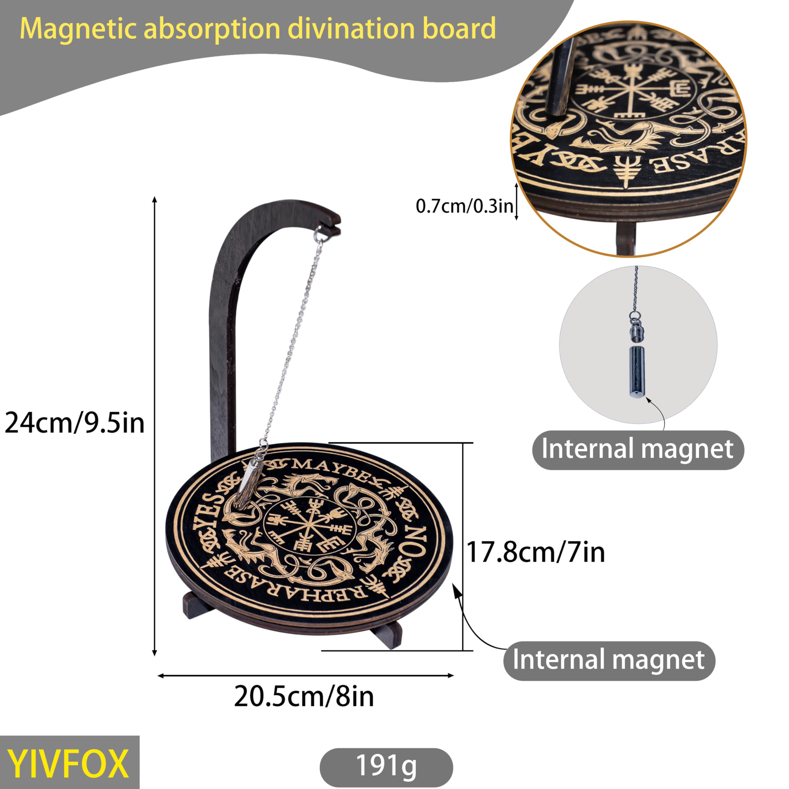 YIVFOX pendulum stand magnet arcane-symbol pattern close view