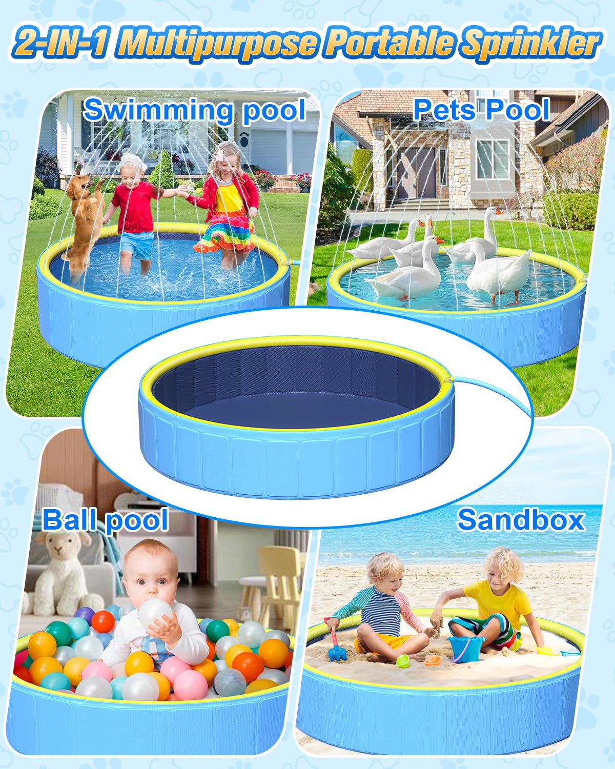 Yivsen pool with durable PVC shell supports rugged play and long-lasting use.