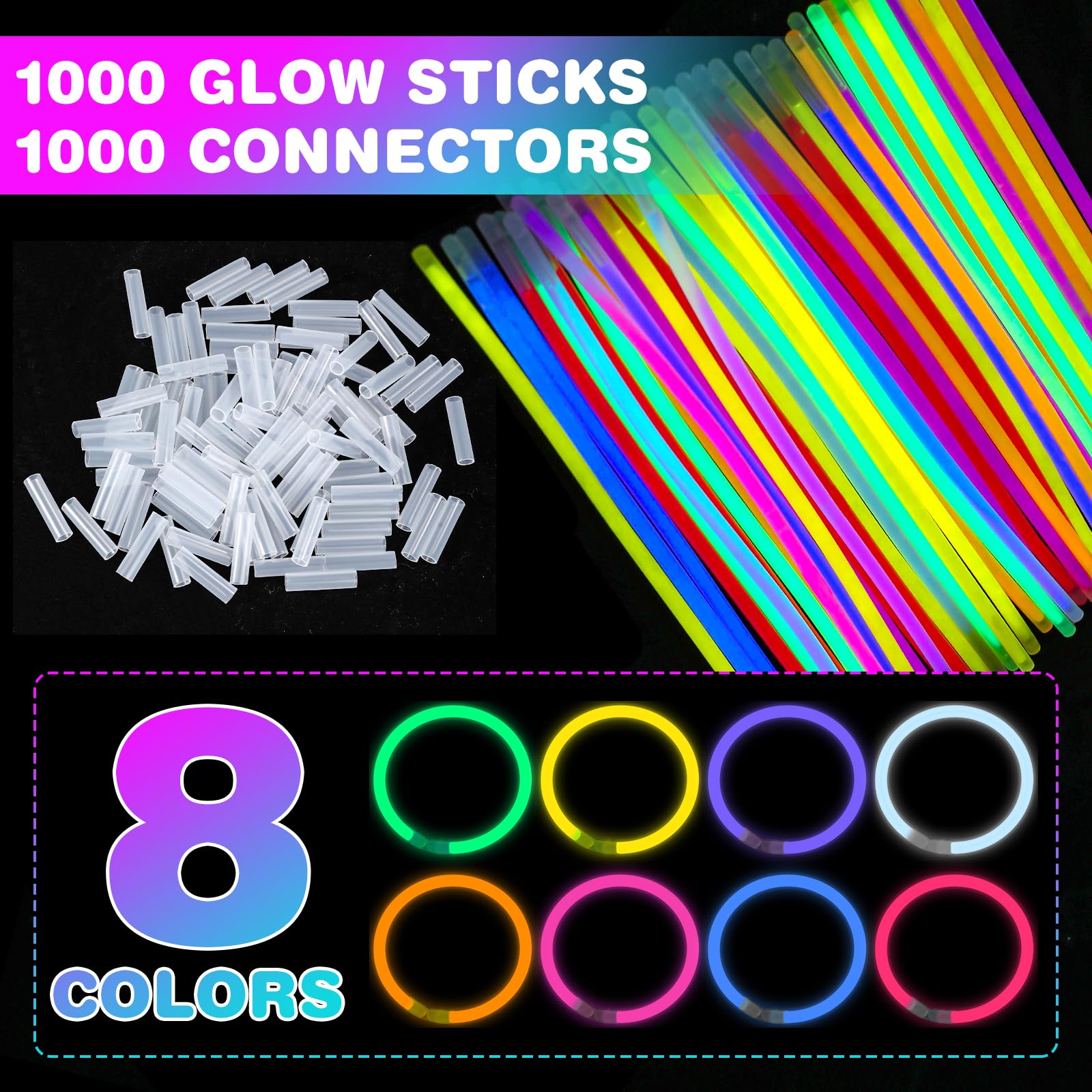 YixangDD glow stick connectors enabling bracelets and necklaces.