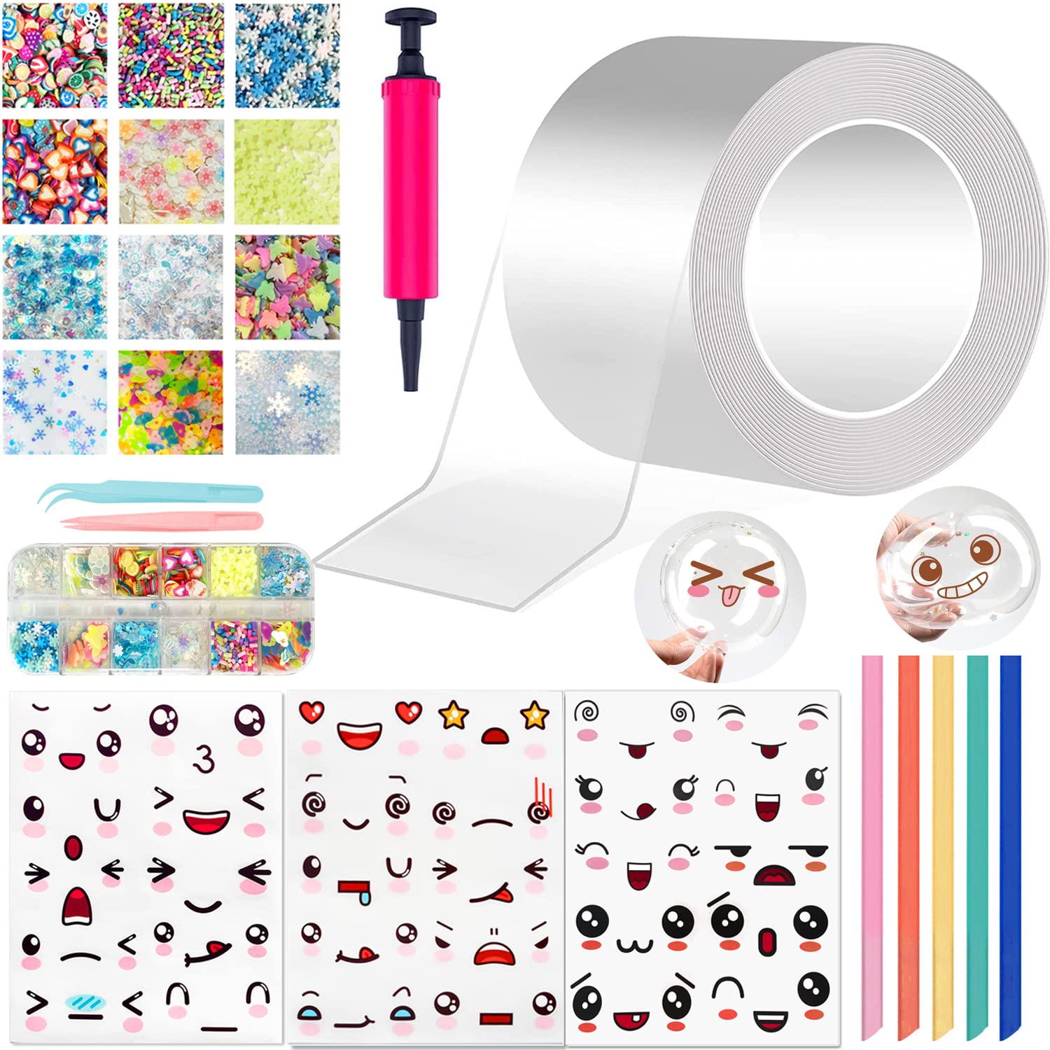 YIXIPAZH nano tape bubble kit close-up showcasing colorful bubbles