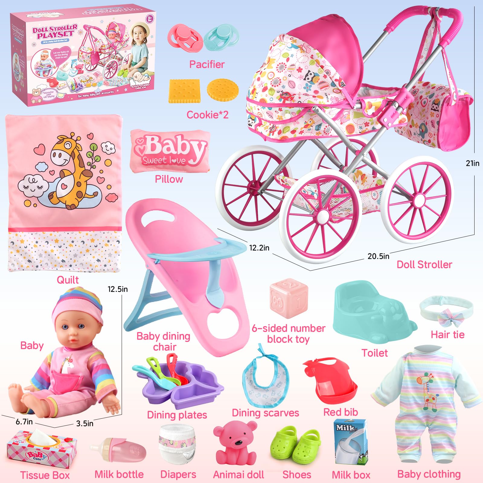 YIYBM 12.5-inch doll included for cozy role-play