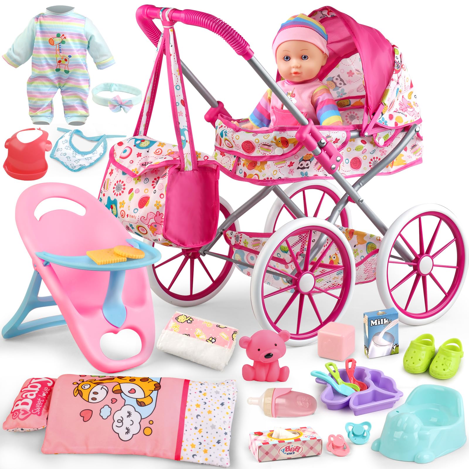 YIYBM baby doll stroller set ready for imaginative pretend play