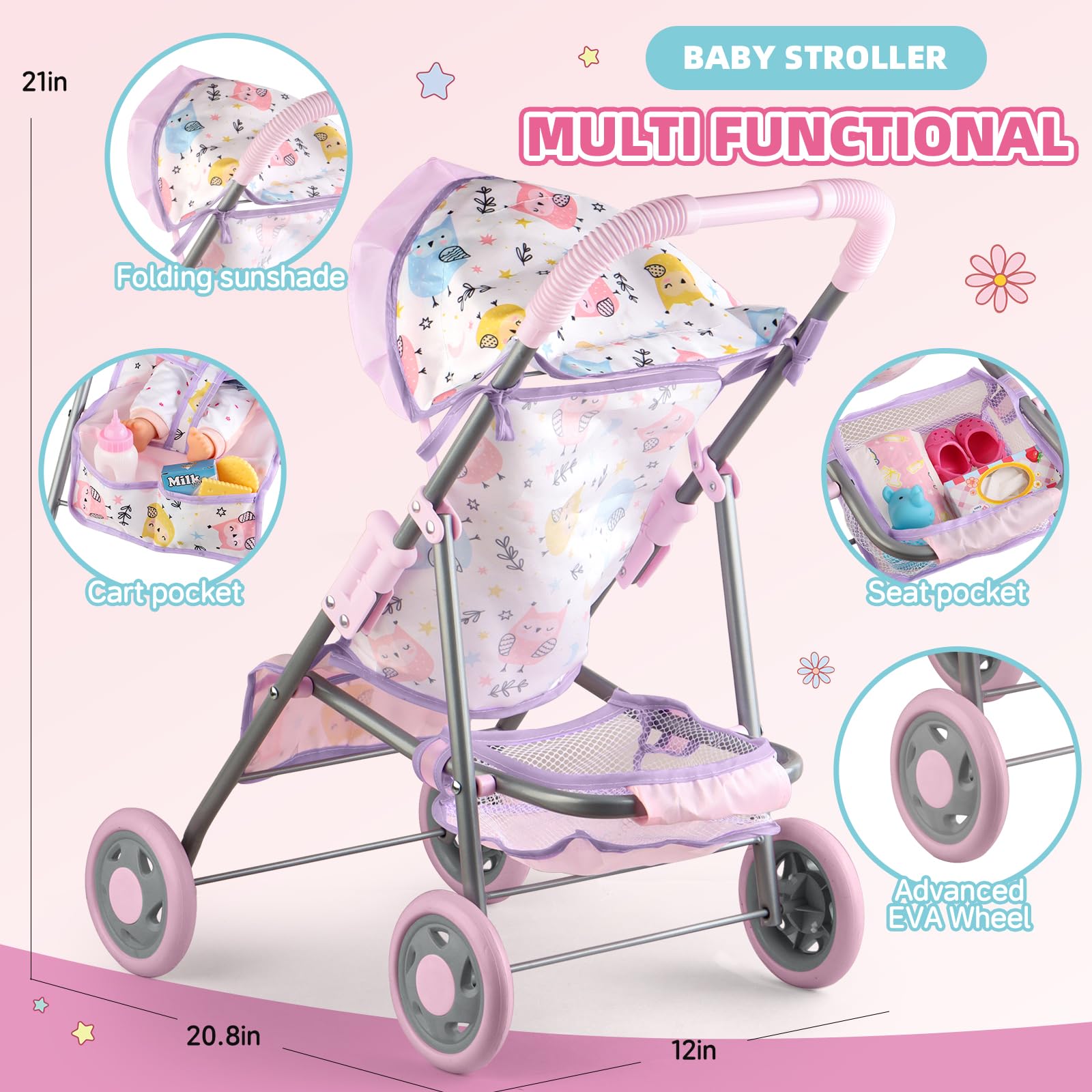 YIYBM 20-piece doll accessories set enhances role-play.