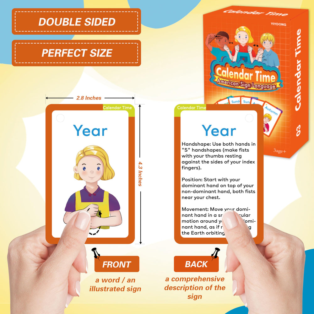 YIYDONG ASL flash cards with 50 double-sided cards for self-checking