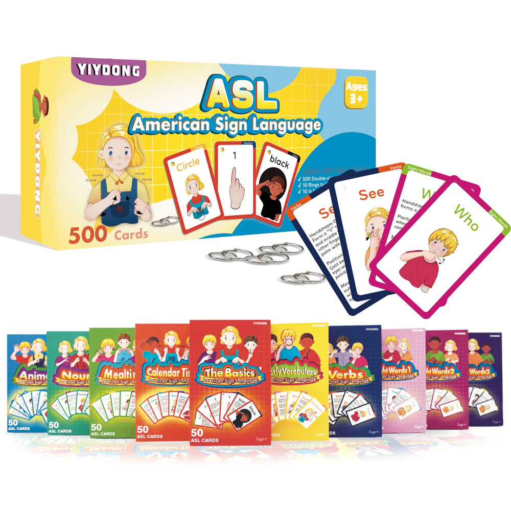 YIYDONG ASL flash cards with colorful packs for beginner practice