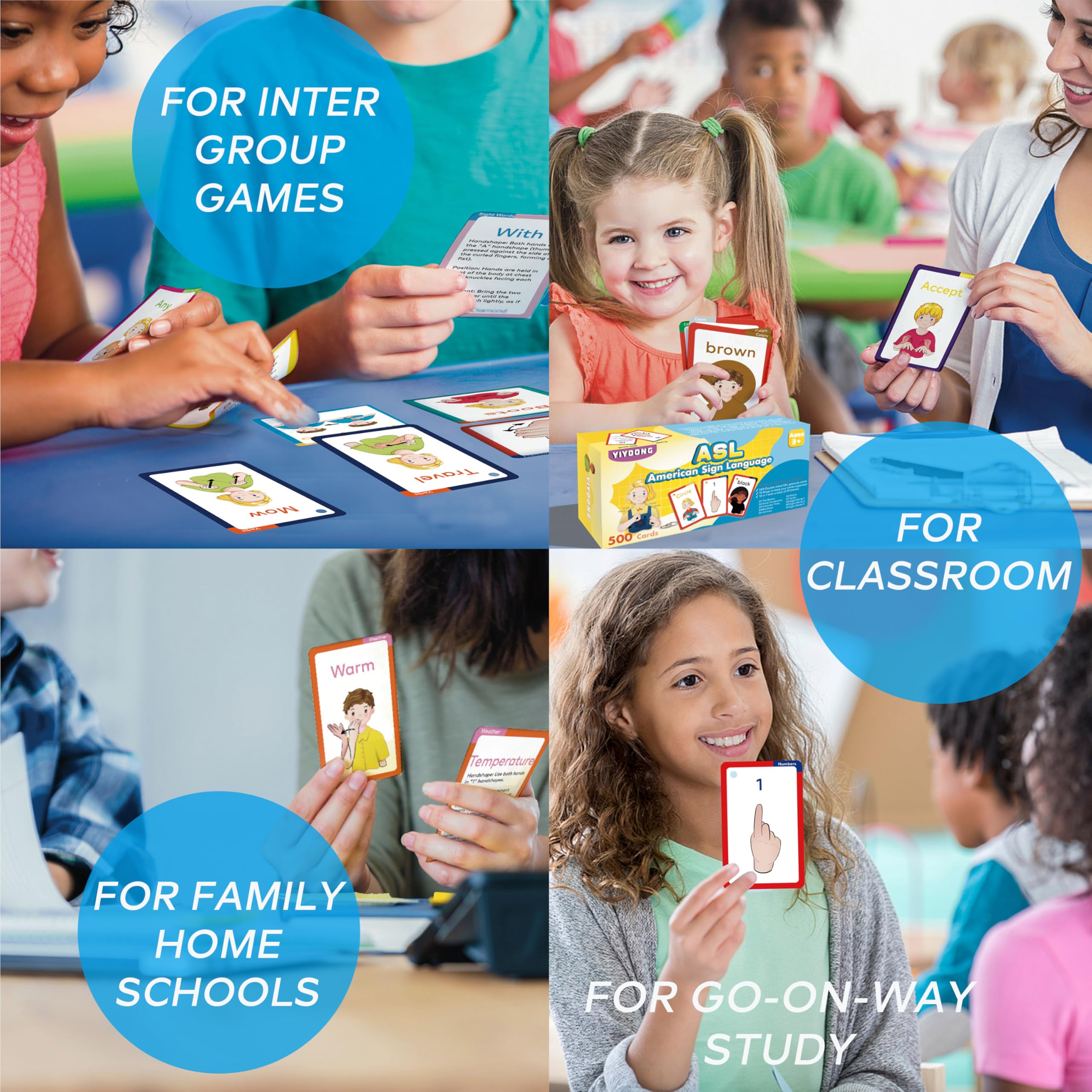YIYDONG ASL flash cards as versatile teaching aids for ASL learning