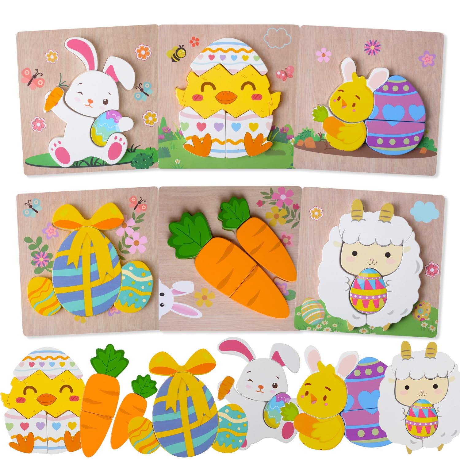 YIYEE Bunny puzzle for toddlers boosts fine motor skills and color recognition.