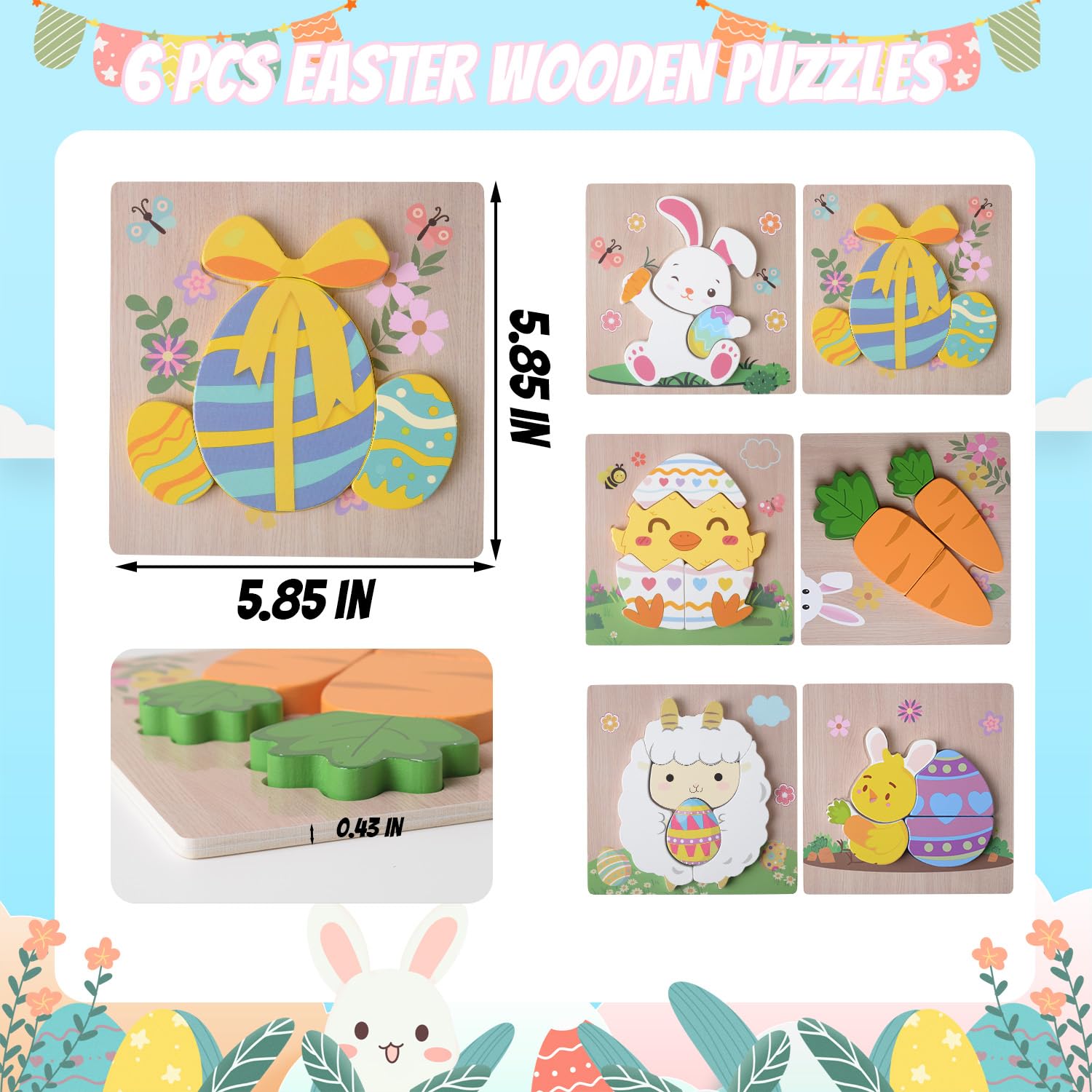 YIYEE Lamb puzzle encourages concentration with festive Easter designs for toddlers.
