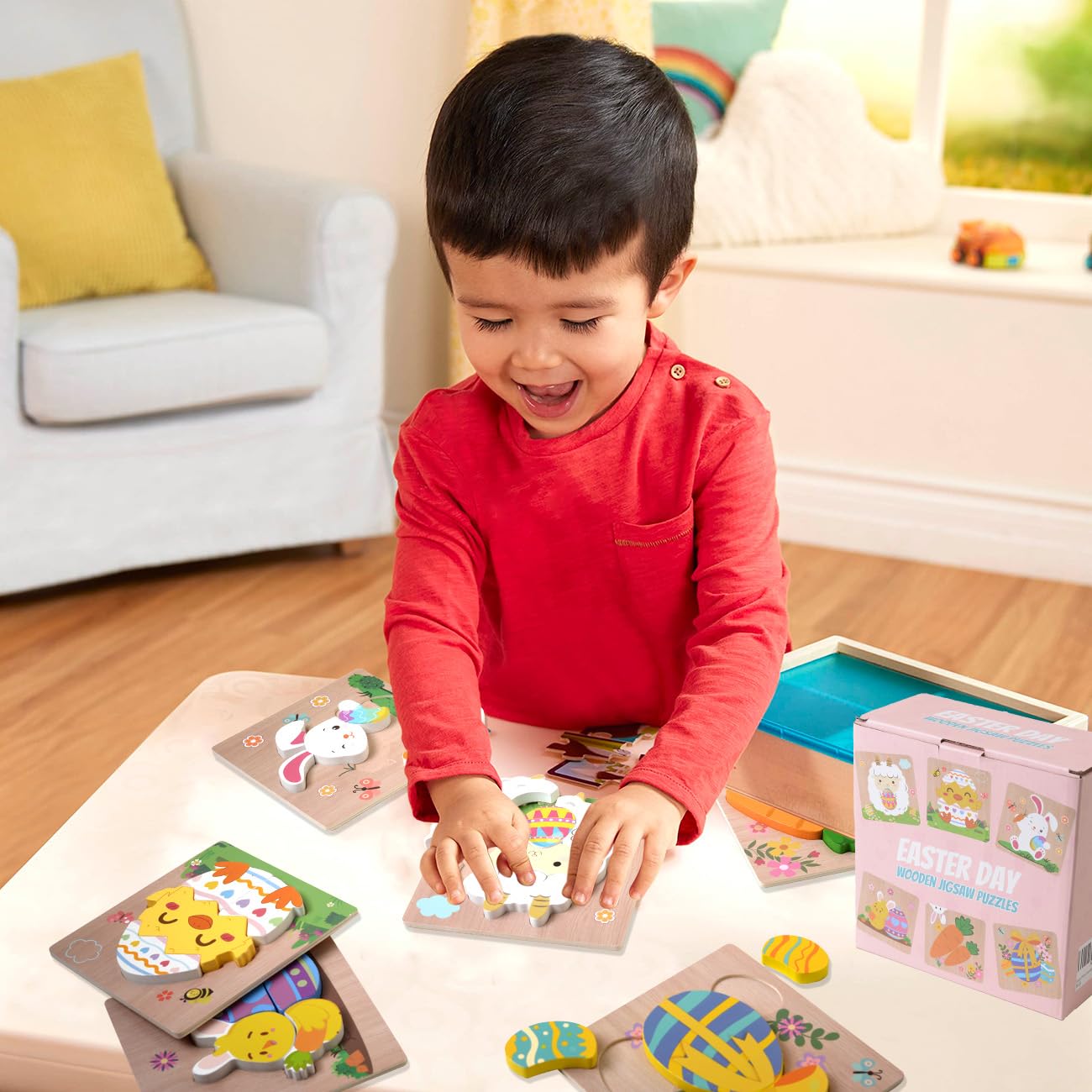 YIYEE Montessori-style wooden puzzles support independent play and cognitive development.