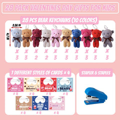 YIYEE 28-card valentines set with seven designs for kids