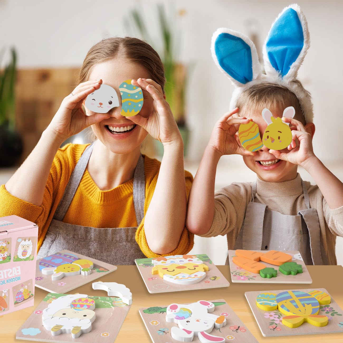 YIYEE Durable wooden puzzles with BPA-free materials for long-lasting toddler play.