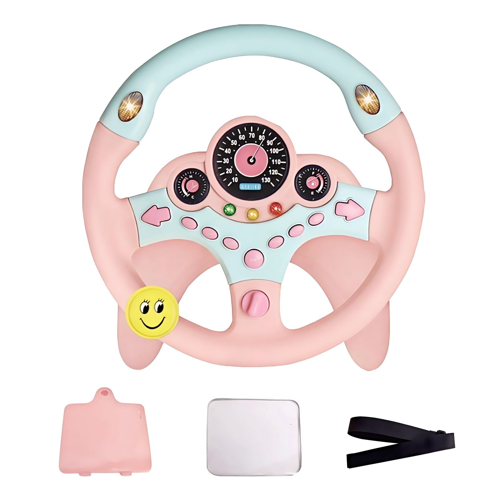 YIYZAOF kids steering wheel toy backseat with light and music boosts imaginative play during car trips.