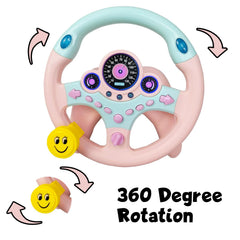 Pink YIYZAOF steering wheel toy creates a cheerful car companion for kids.