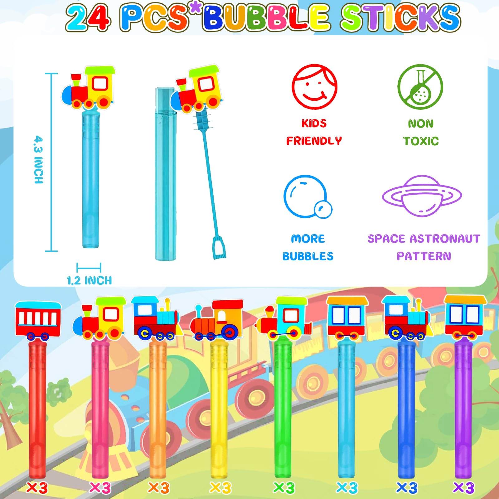 Yizeda multicolor train bubble wands add playful charm to celebrations and rewards