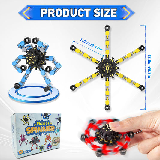 YIZER Valentines chain-detail showing six movable joints for varied spins.