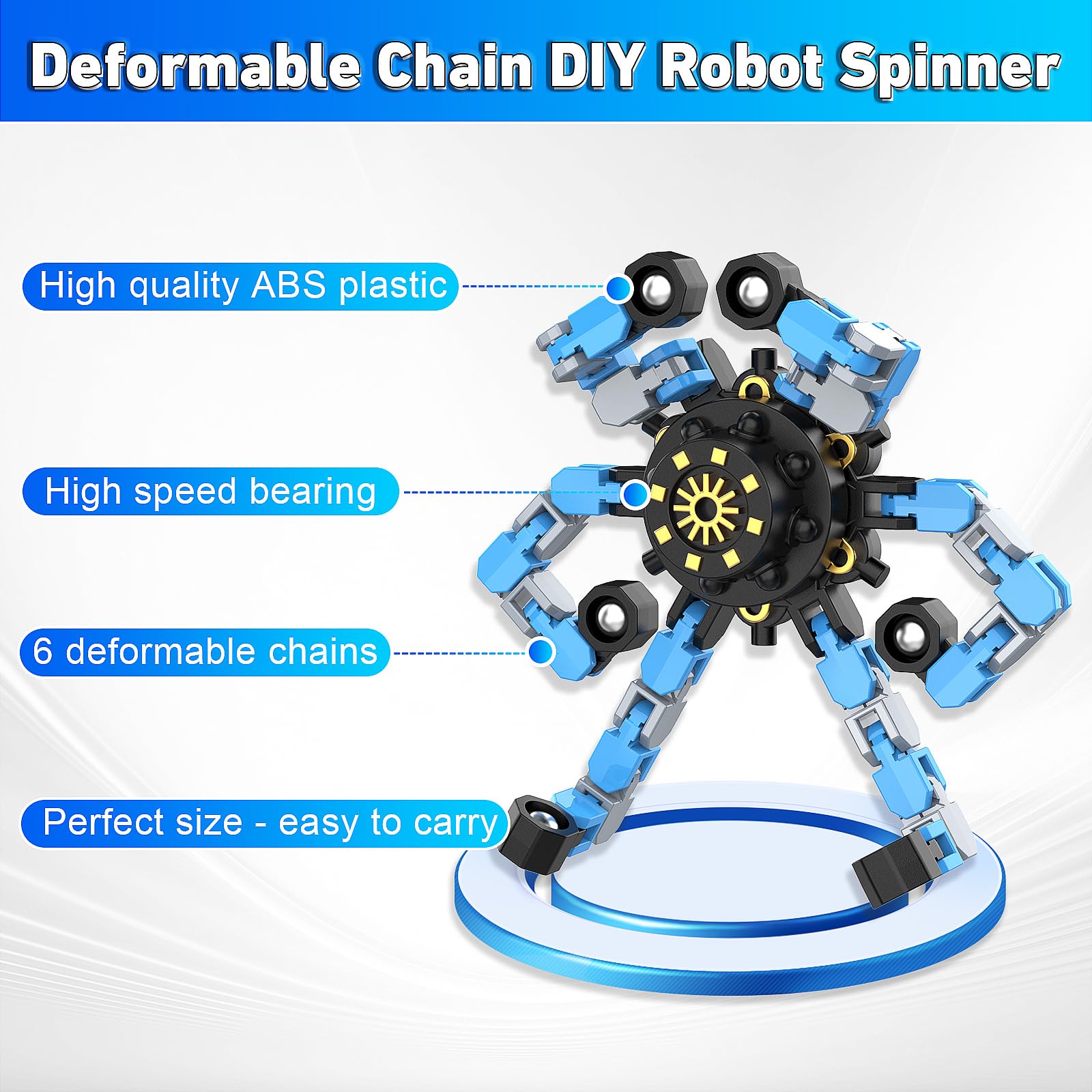 YIZER Robot Spinner with center bearing for smooth spins and curious play