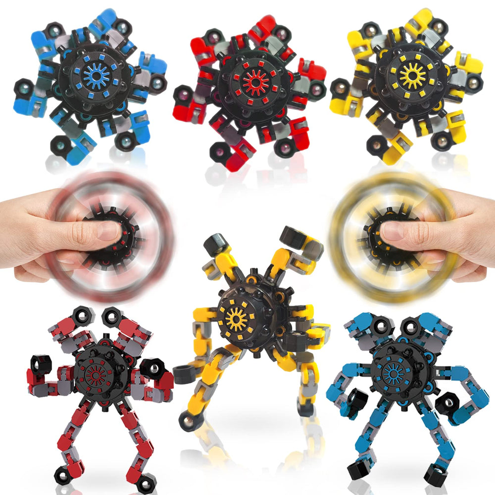 YIZER transformable fidget spinner with rotating chains for sensory play.