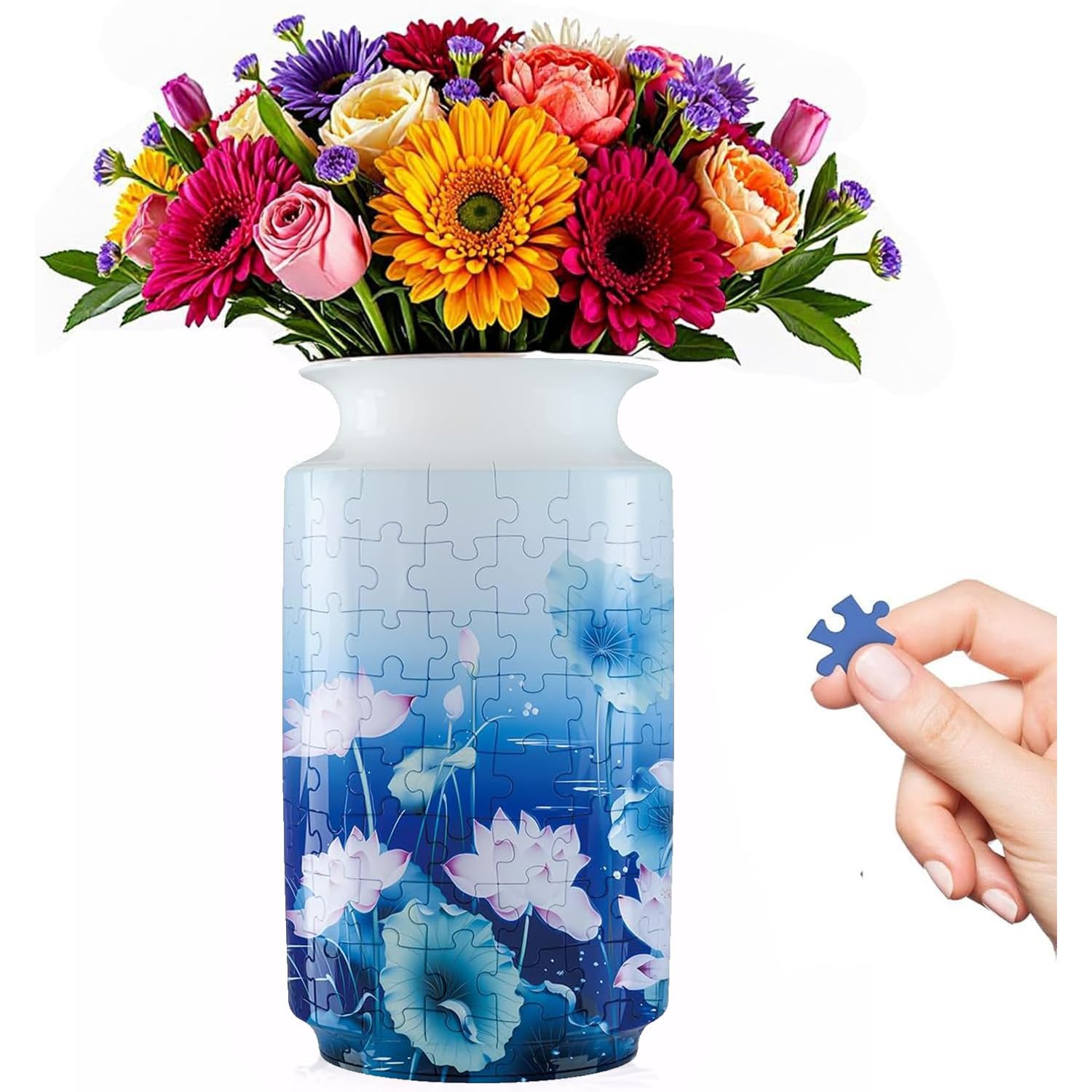 YIZHOR 3D Puzzle Vase shows a bamboo-pattern build for stylish home décor.
