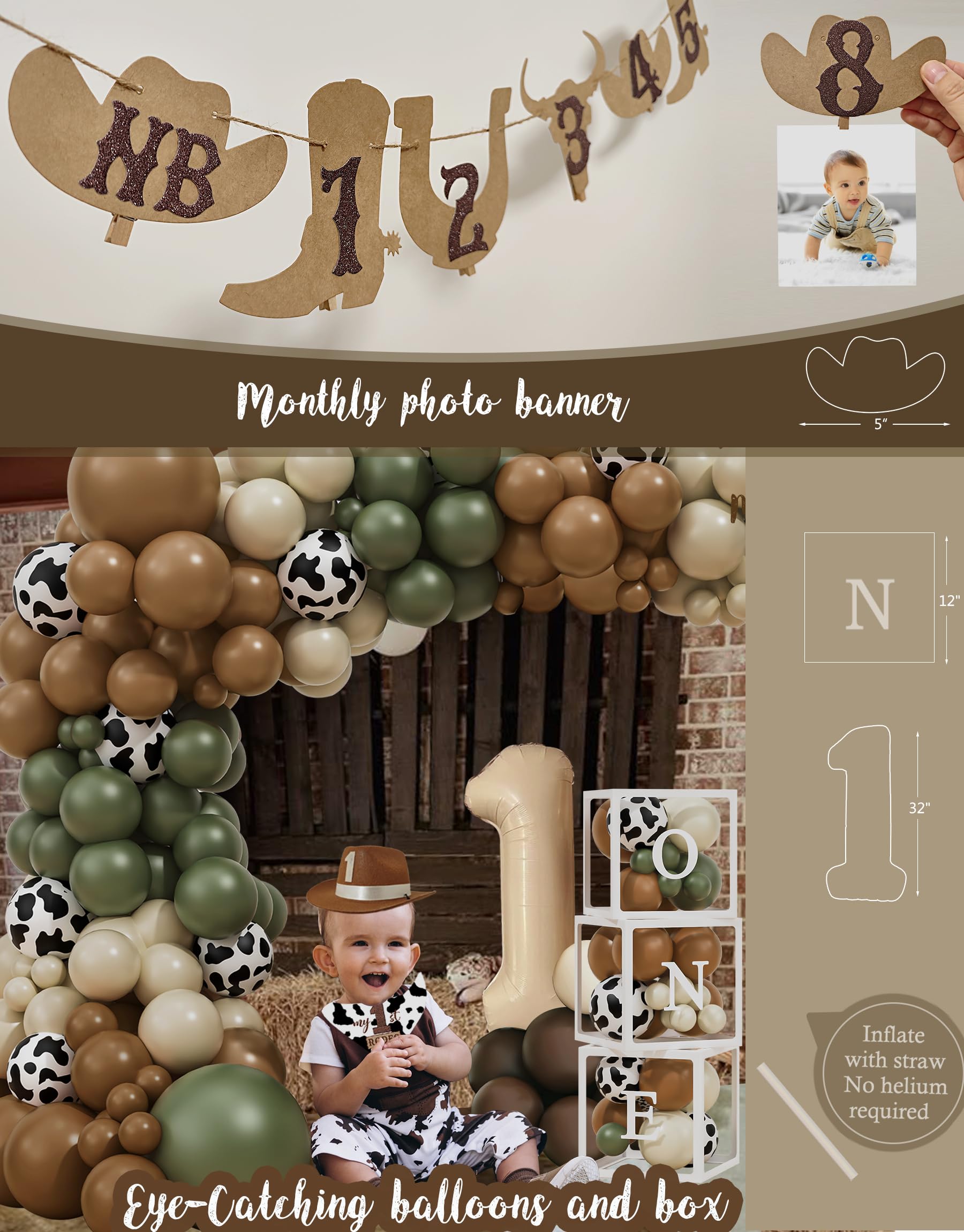 YJDFWAUT Blue Balloon Garland 105pcs set creates a vibrant Western atmosphere