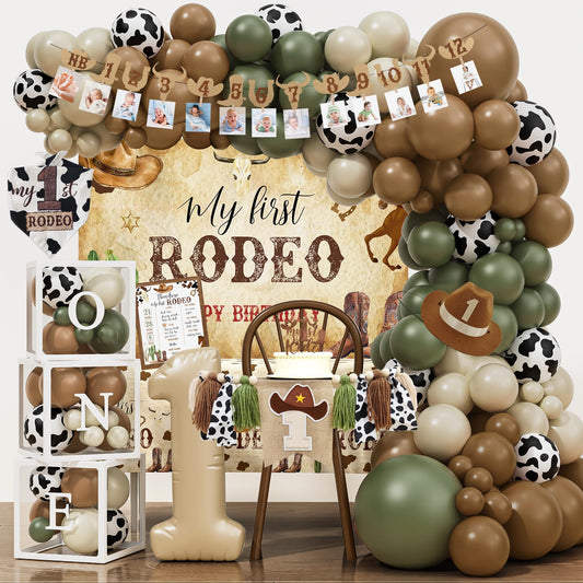 YJDFWAUT Western Cowboy 1st Birthday Arch backdrop for photo moments