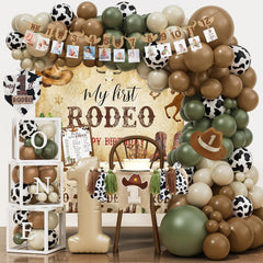 YJDFWAUT Western Cowboy 1st Birthday Arch backdrop for photo moments