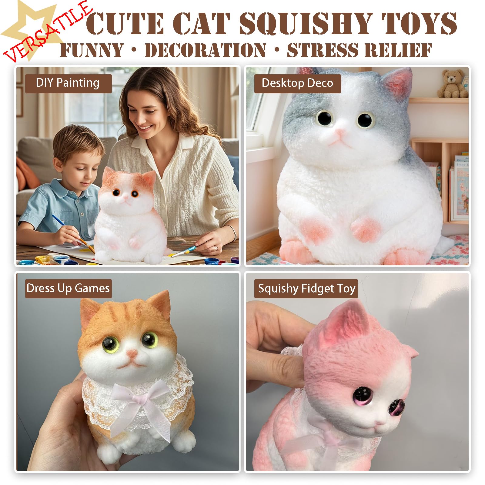 YJPPDD Big Taba Squishy Cat offers versatile stress relief through repeated squeezes