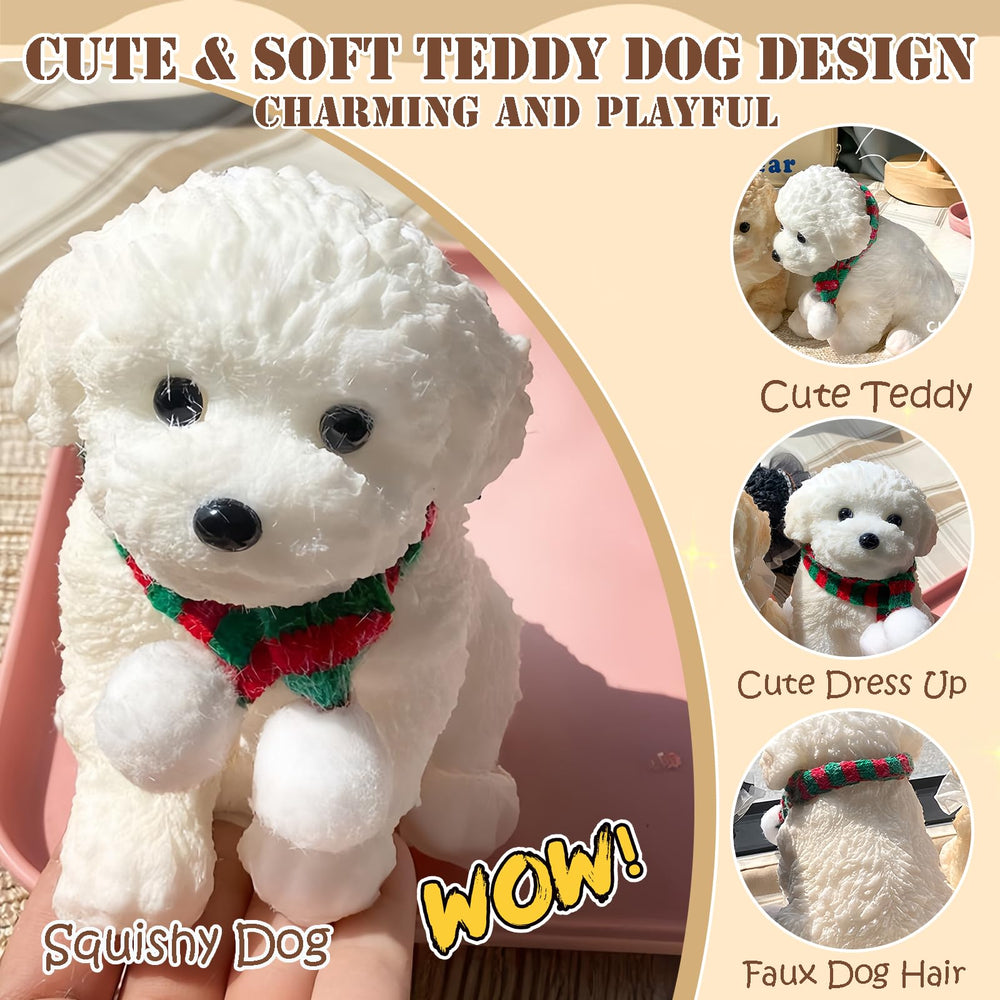 YJPPDD Big Taba squishy dog, white teddy, side view showing plush texture