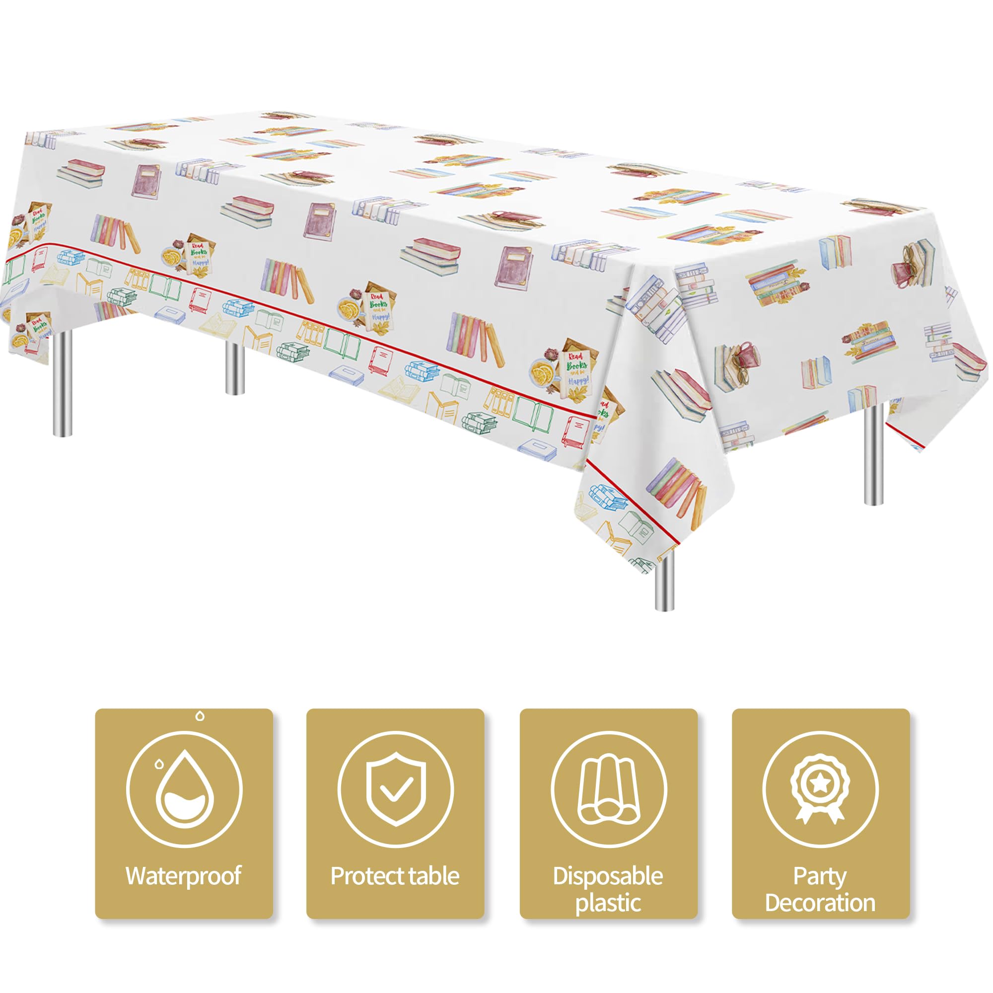 YJRJSC book club party tablecloth set 108x54 for versatile layout and festive ambiance