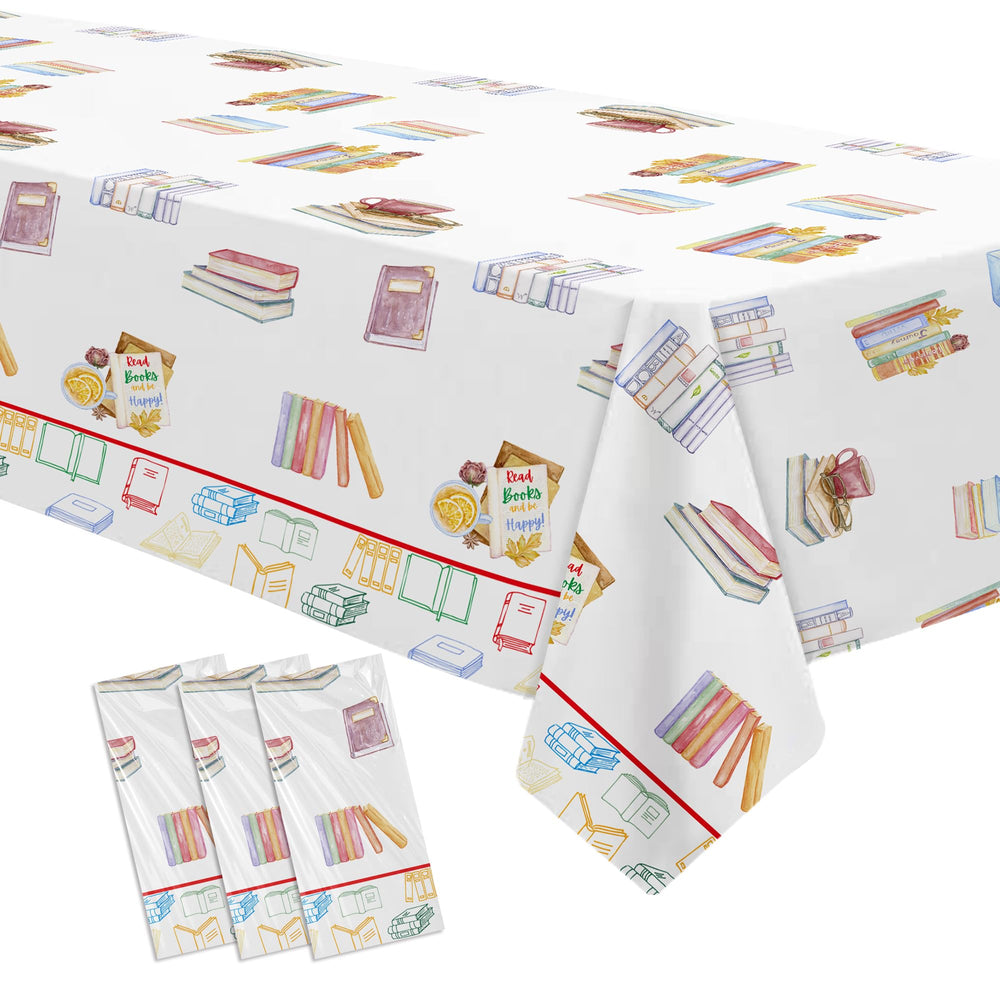 YJRJSC book-themed tablecloth with full-table coverage for a polished party setup