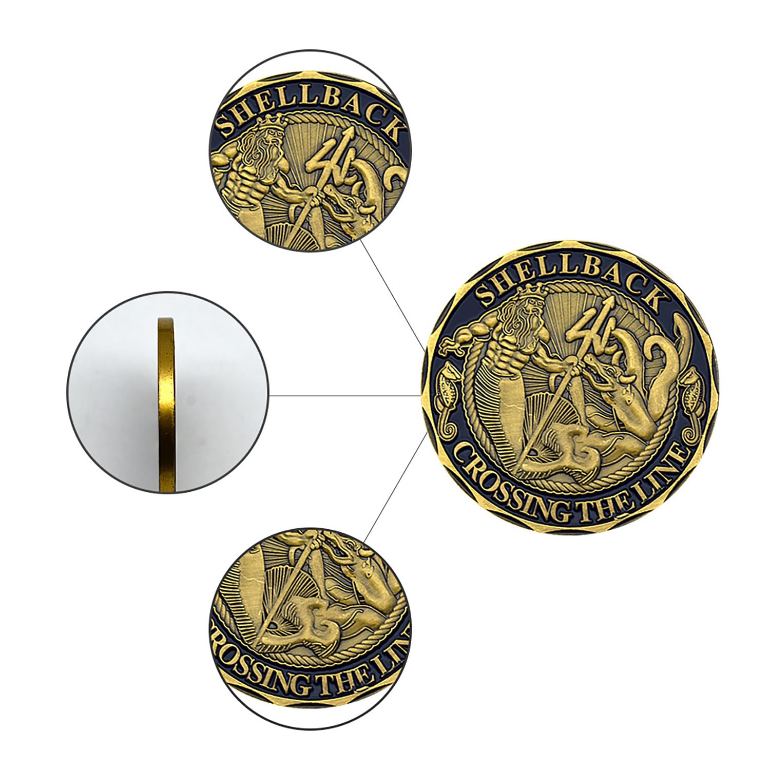YKshop Shellback Coin diameter 1.57 inches with precise edging