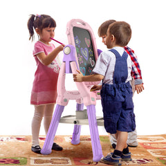 Ylovetoys easel with magnetic chalkboard enables mess-free doodling and learning.