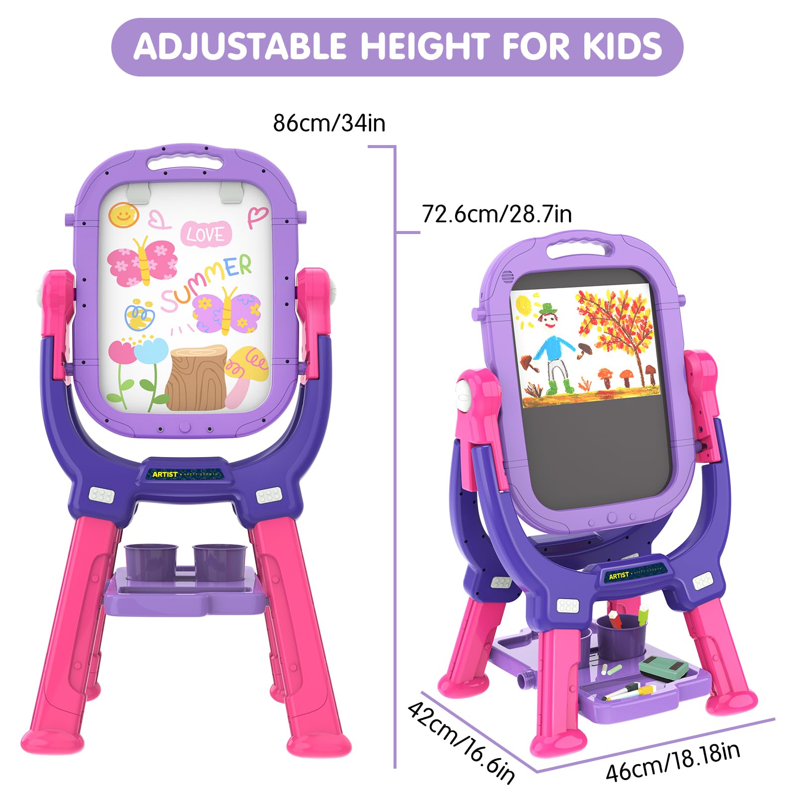 Ylovetoys easel ships easy to assemble for quick setup.
