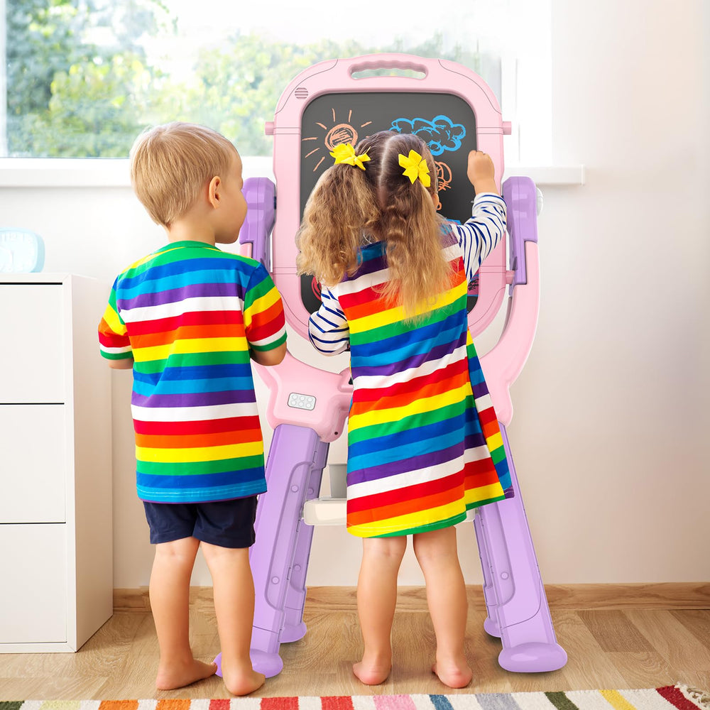 Ylovetoys easel rotates 360 degrees for flexible painting setups.