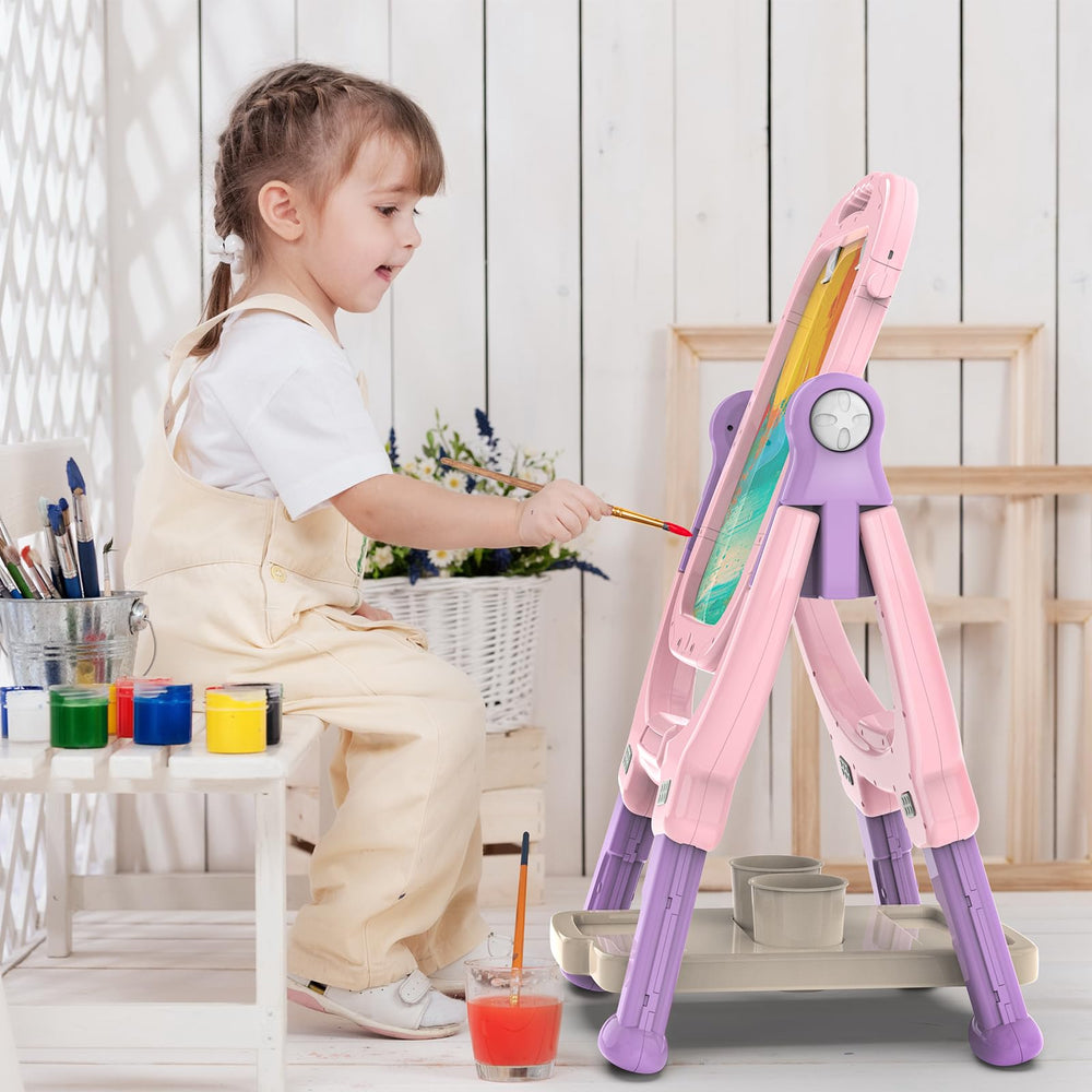 Ylovetoys easel supports watercolor on whiteboard for vibrant artwork.
