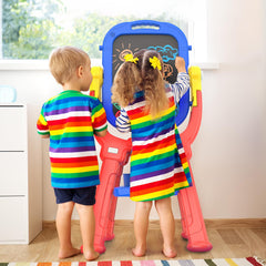 Magnetic chalkboard and whiteboard on Ylovetoys easel enables varied art sessions