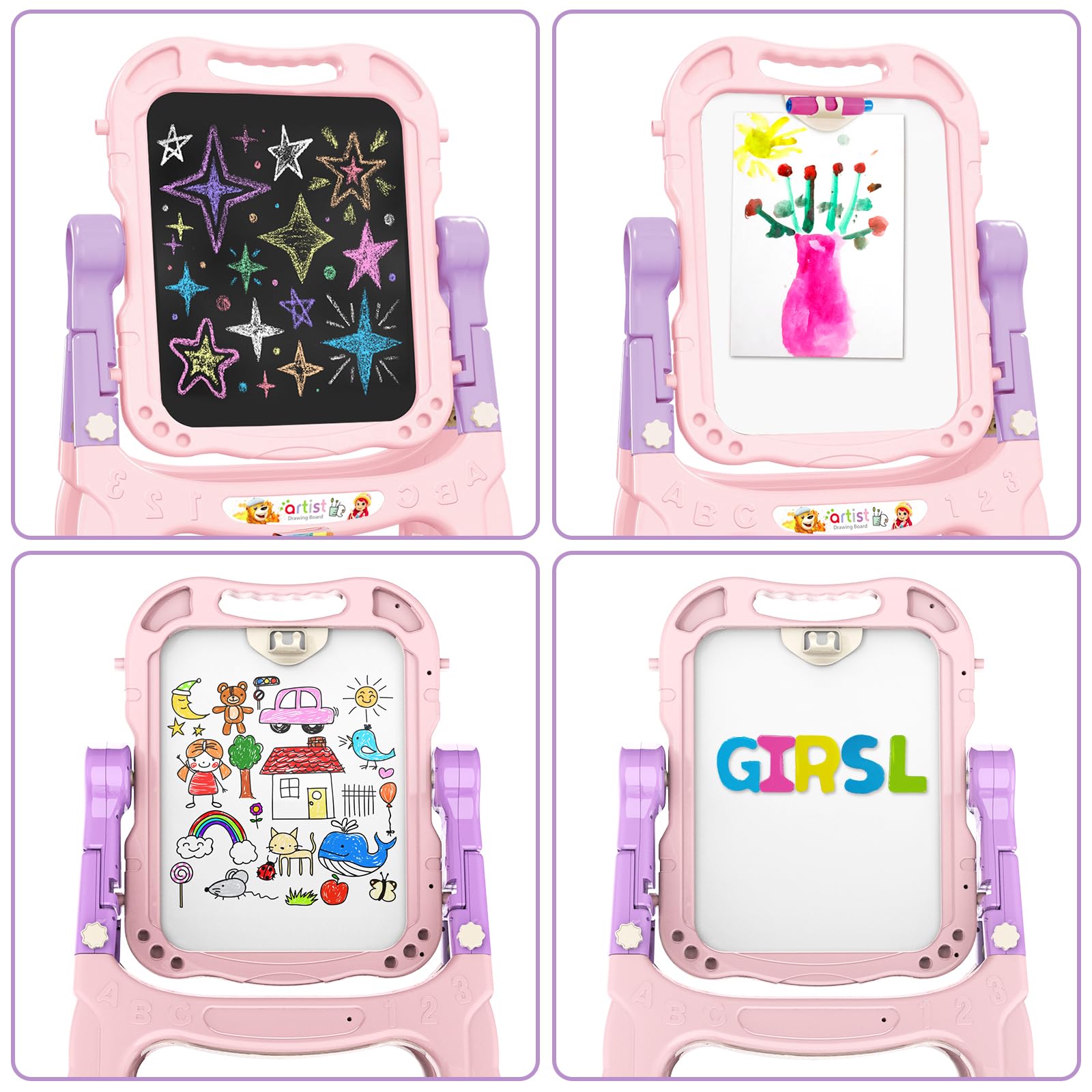 Ylovetoys easel with large storage tray to keep supplies organized